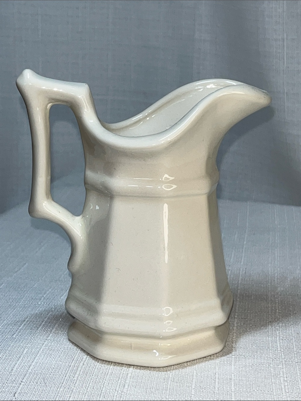 Handmade Signed Ceramic Creamer Pitcher White Pottery Vintage Farmhouse 5”